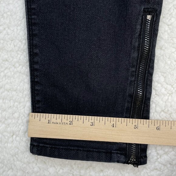 White House Black Market Jeans Womens Sz 8R  Black Shimmer Ankle Zipper 30x28 - Picture 9 of 12